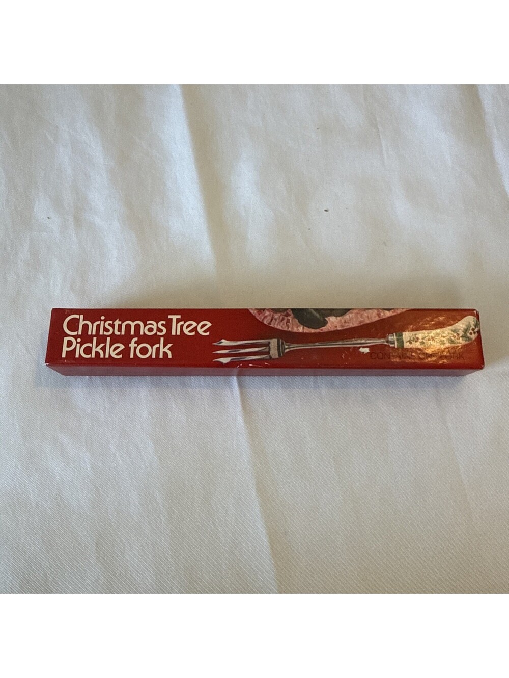 Spode Vintage Christmas Tree Pickle Fork Holly Berry Ceramic Handle Original Box
